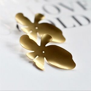 Brushed Gold Flower Minimalist Geometric Earrings Statement